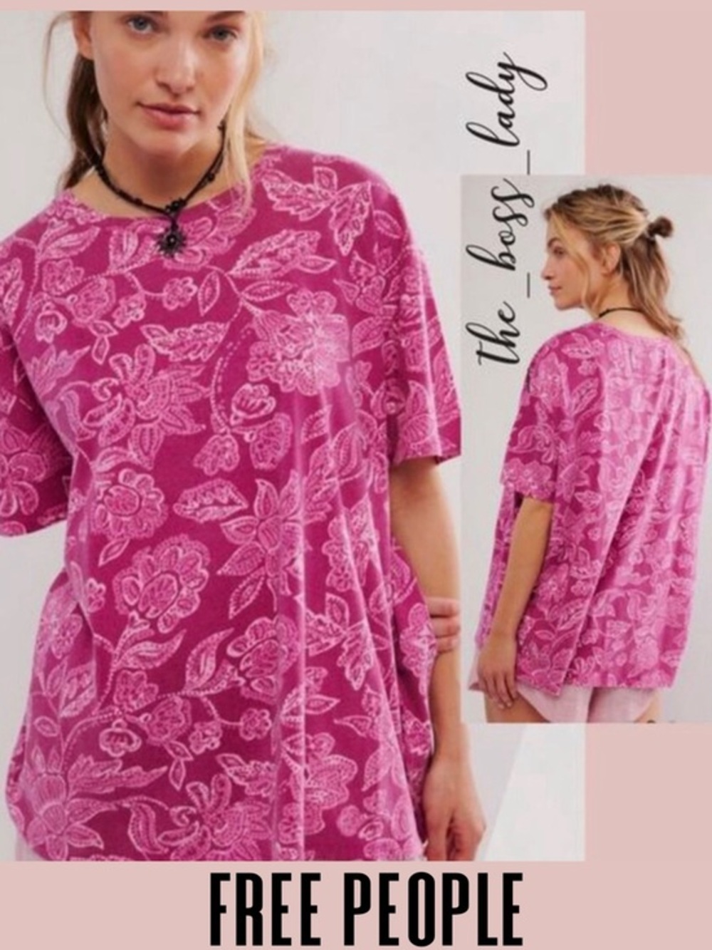 Free People tee shirt boxy top floral cotton soft vibrant Small